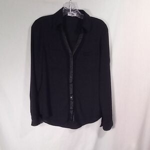Express Black Double Pocket Boyfriend Portofino Shirt Size XS